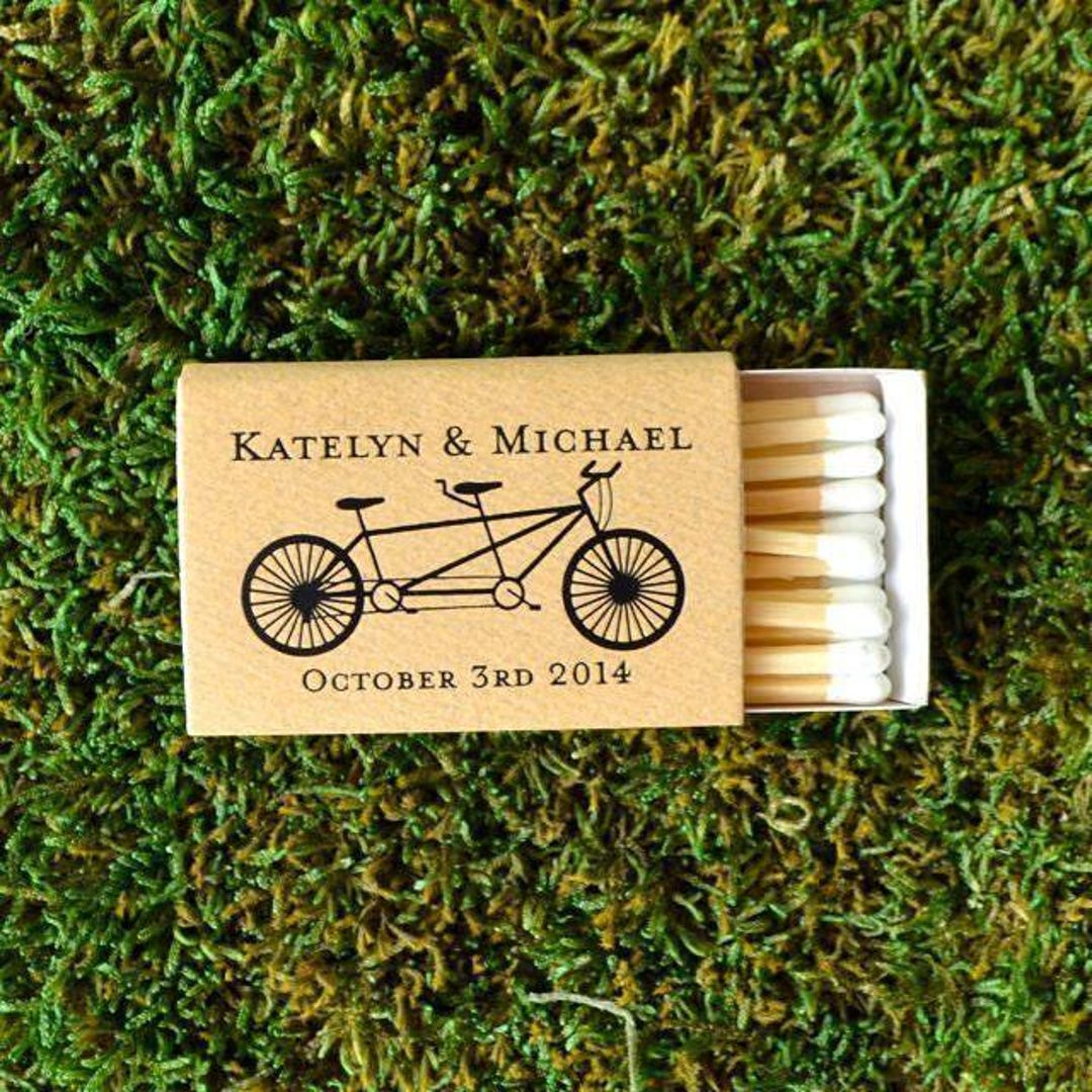 Bicycle Icon Custom Printed Matches, Personalized Wedding Matchboxes ...