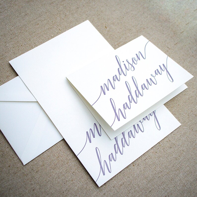 Custom Name Letterpress Folded A2 Stationery & Envelope Set Etsy