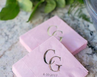 Personalized Wedding Monogram Napkins, Customizable Party Napkins, Wedding Napkins, Printed Napkins, Engagement Party, Logo, Gold Foil