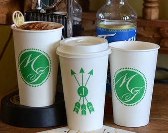 Personalized Paper Coffee Cups, Custom Coffee Cups, Printed Paper Cups, Wedding Cups, Hot Chocolate Cups, Coffee Bar, Hostess Gift