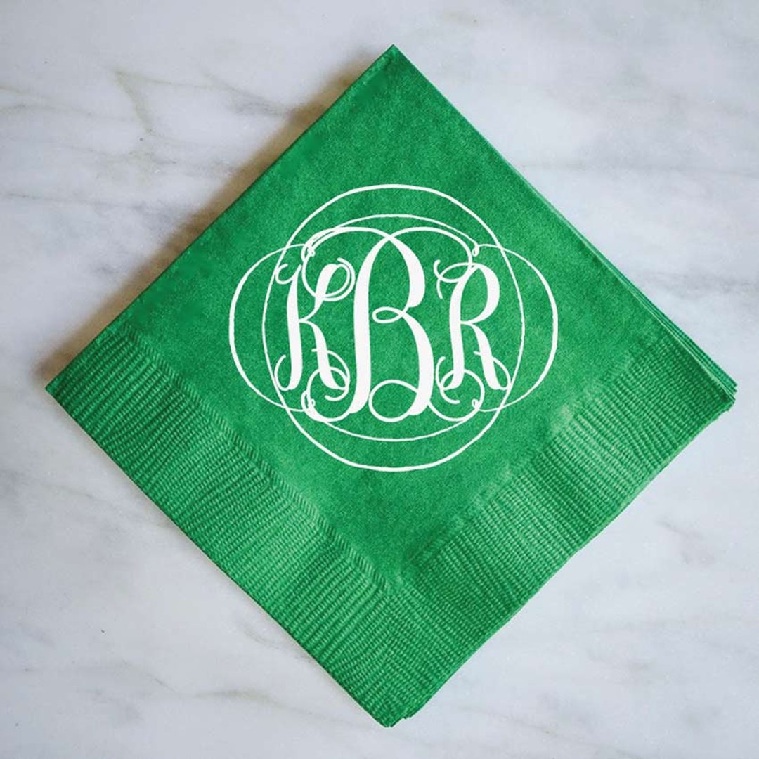 Personalized Wedding Vine Monogram Napkins, Bordered Monogram Party
