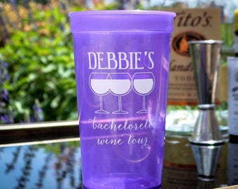 Bachelorette Winery Cups, Wine Tour Cups, Bachelorette Party Cups, Bachelorette Party Favors, Customized Plastic Party Cups, Wedding Cups