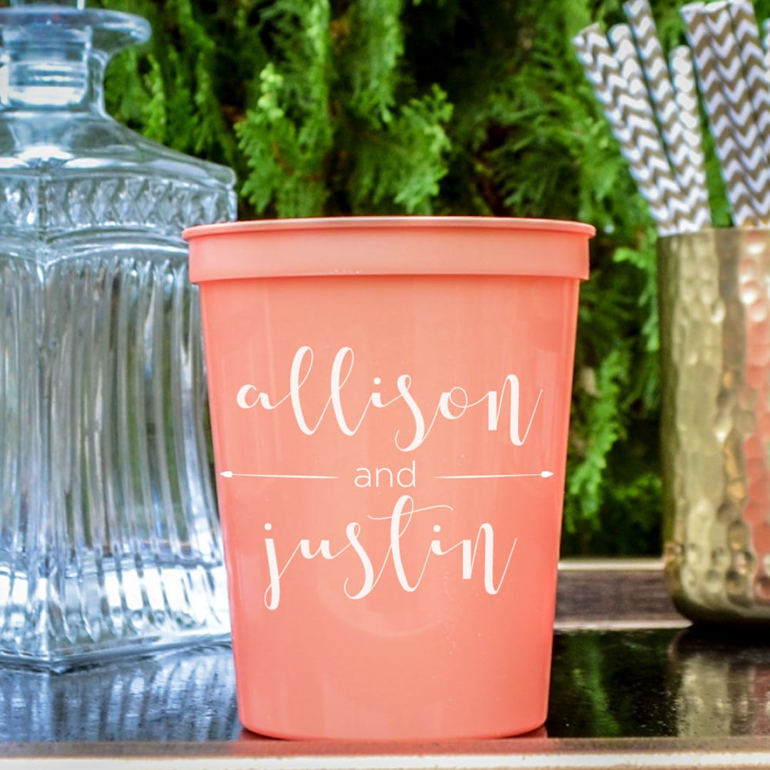 Personalized Couple's Plastic Party Cups, Couple's Names, Customizable