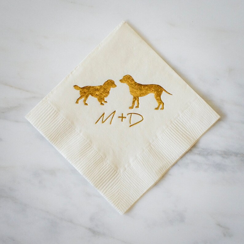 Dog Silhouette Personalized Napkins Dog Lover Wedding Dog Etsy