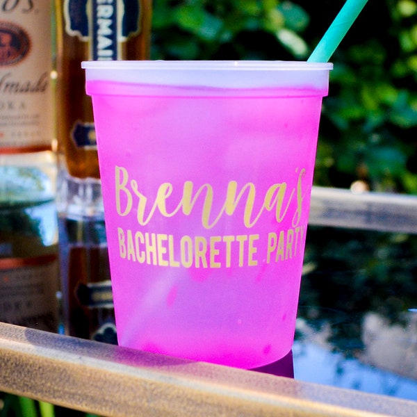 Vasos que cambian de color para despedida de soltera, vasos personalizados para estadios, vasos de plástico para fiestas, vasos para despedidas de soltera, recuerdos para fiestas, vasos personalizados que cambian de color, despedida de soltera