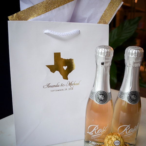 Personalized Texas Wedding Gift Bags, Custom Hotel Welcome Bags, Euro Tote Bags, Destination Wedding, Custom Hotel Bags