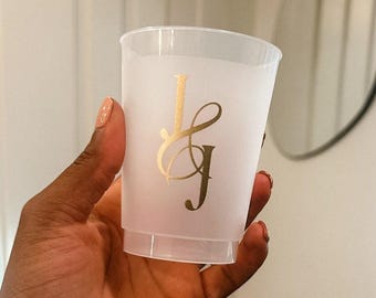 Vasos irrompibles con iniciales personalizadas, regalos impresos, vasos Frost Flex personalizados, vasos de boda, regalos de boda personalizados, artículos para fiestas