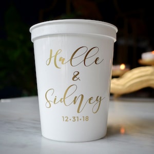Wedding Favor Cups, Custom Designed Cups, Plastic Party Cups, Personalized Cups, Wedding Cups, Stadium Cup, Gold Party Cups, Customized Cups