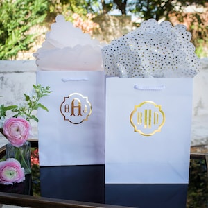 Foil Printed Gift Bags, Hotel Welcome Bags, Custom Wedding Favor Bags, Personalized Gift Bags, Out of Town Guests, Favor Bags