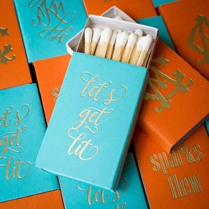 Copper Foil Printed Last Name Matchboxes, Personalized Event Matchboxes, Custom Wedding Favors, Matchboxes for Home Bar, Custom Matchboxes immagine 10