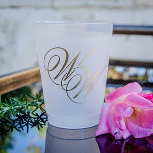 Interlocking Monogram Shatterproof Cups, Printed Cups, Personalized Frost Flex Cups, Wedding Cups, Custom Wedding Favors, Party Drinkware