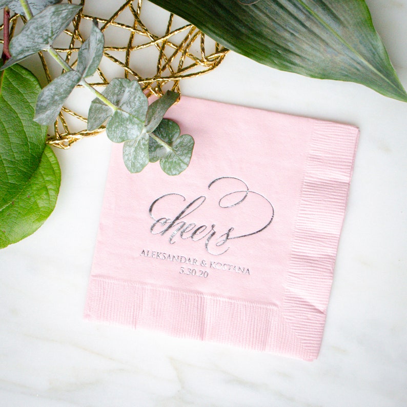 Gold Foil Printed Bridal Shower Napkins Custom 3 Ply Wedding Etsy