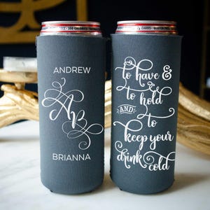Personalized Beach Can Coolers, Beach Wedding Favor, Customizable Slim Can Huggers, Bottle Huggers, Beach House, Birthday Coolies, Crab Boil image 6