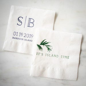Servilletas personalizadas para fiestas, servilletas a medida, regalo para casa de playa, decoración para casa de playa, servilletas de cóctel, estilo isleño, servilletas de papel impresas de 3 capas. imagen 4