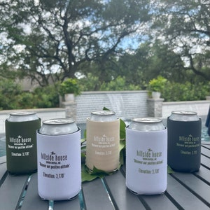 Personalized Correlating Event Huggers, Custom Neutral Can Cooler, Neutral Wedding Favors, Neoprene Can Coolers, Personalized Wedding Hugger