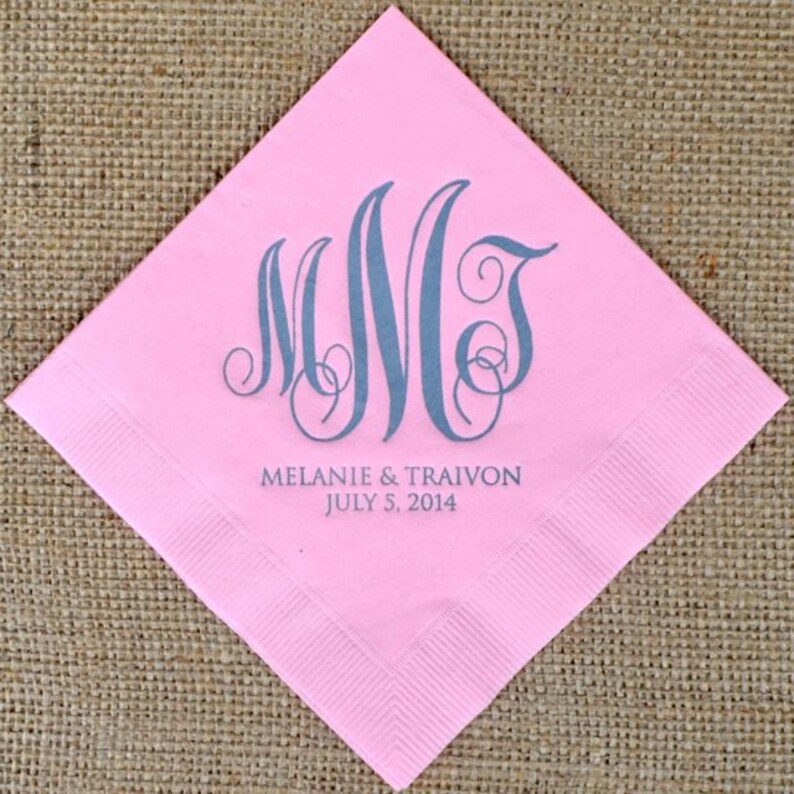 Custom Printed Monogram Foil Napkins Gold Foil Napkins Etsy
