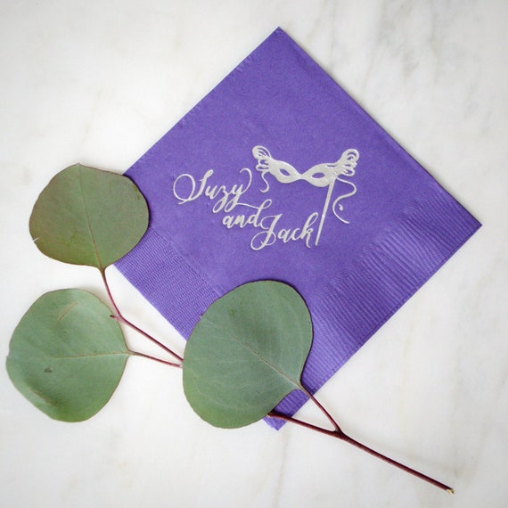 Masquerade Party Napkins Wedding Cocktail Napkins Mardi Gras Etsy