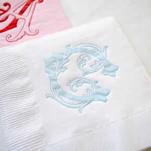 Interlocking Vintage Monogram Wedding Napkins, Custom Cocktail Napkins, Foil Printed Napkins, Personalized Napkins, Customized Party Napkins image 4