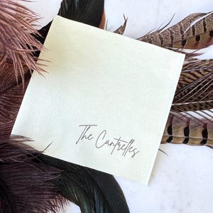 Custom Script Linen Like Beverage Napkins, Champagne Linun Like Wedding Napkins, Cocktail Cocktail Wedding Napkins, Engagement Party Napkin