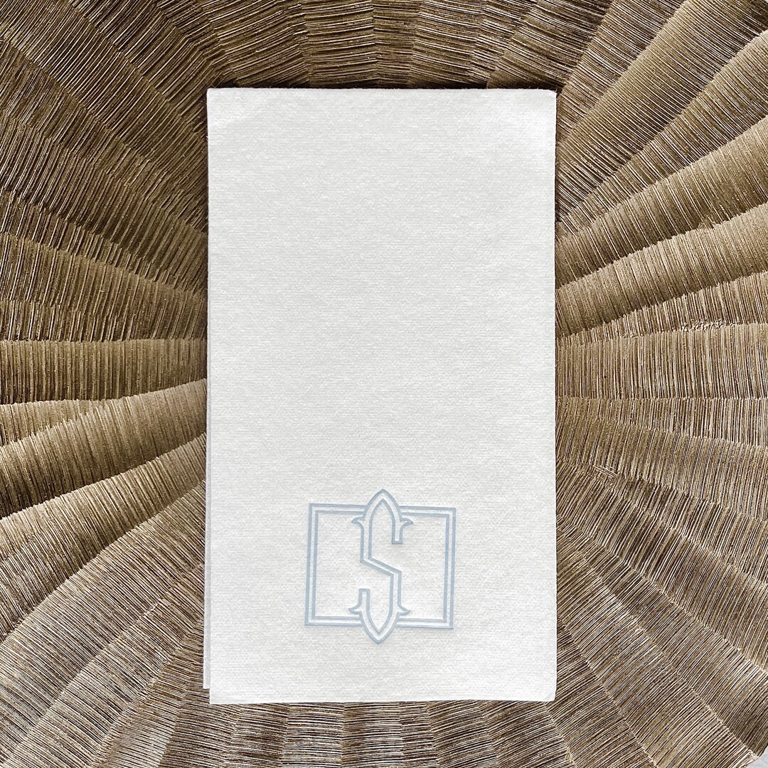 Monogram Initial Linen Like Guest Towels, Personalized Paper Hand