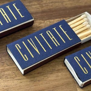 Navy Premium Last Name Matchbox Favors, Customized Premium Foil Matchboxes, Sparkler Send Off Matches, Wedding Favor Matches, Custom Matches