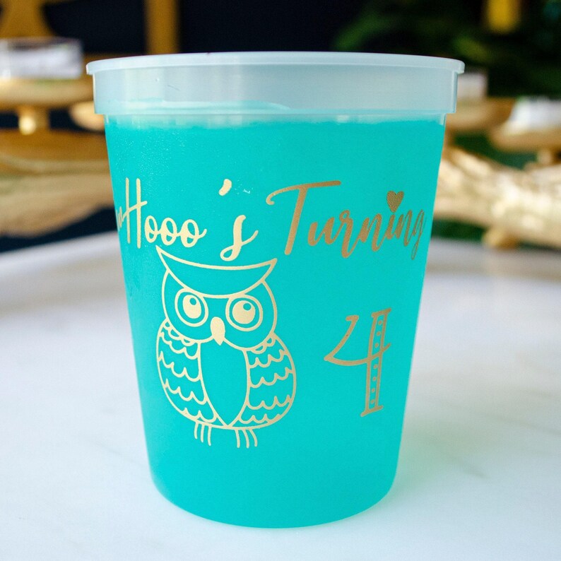 Owl Theme Party Color Changing Cups, Custom Design Mood Cups, Personalized Cups, Children's Birthday Party Cups, Fall Festival Party Favors image 4