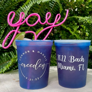 Custom Joint Bach Color Changing Cups, Custom Bachelorette Plastic Stadium Cups, Bachelor Party Favor, Color Changing Personalized Party Cup
