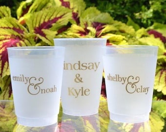 Personalized Frost Flex Party Cups with Names, Custom Printed Wedding Favors, Personalized Printed Cups, Custom Wedding Cups, Frosted Cups