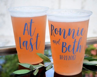 Plastic Wedding Cups, Soft Plastic Cups, Personalized Cups, Custom Cups, Engagement Party, Rehearsal Dinner, Wedding Decor, Cups for Beer