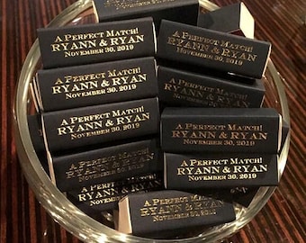 Gold Foil Lipstick Matchboxes, Perfect Match Wedding Matches, Custom Printed Wedding Favors, Wedding Reception Cigar Bar, Sparkler Send-Off