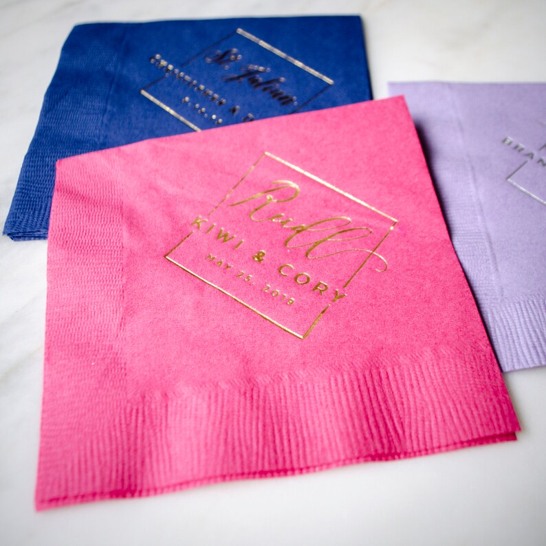Gold Foil Stamped Napkins Custom 3 Ply Napkins Wedding Etsy
