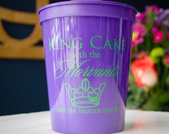 Mardi Gras Party Cups, NOLA Bachelorette Party Favors, Custom Plastic Cups, Louisiana Wedding, Personalized, New Orleans, King Cake Party