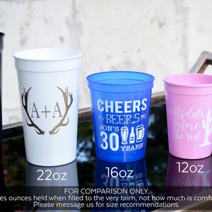 Engagement Party Cups, Custom Plastic Stadium Cups, Personalized Party Cups, Couple's Shower Cups, Wedding Shower Party Favors, Wedding Cups image 8