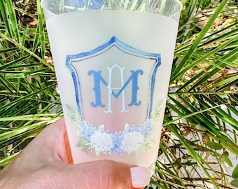 Full Color Hydrangea Crest Shatterproof Cups, Wedding Full Color Frost Flex Cups, Full Color Wedding Frost Flex Cups, Vibrant Event Cups