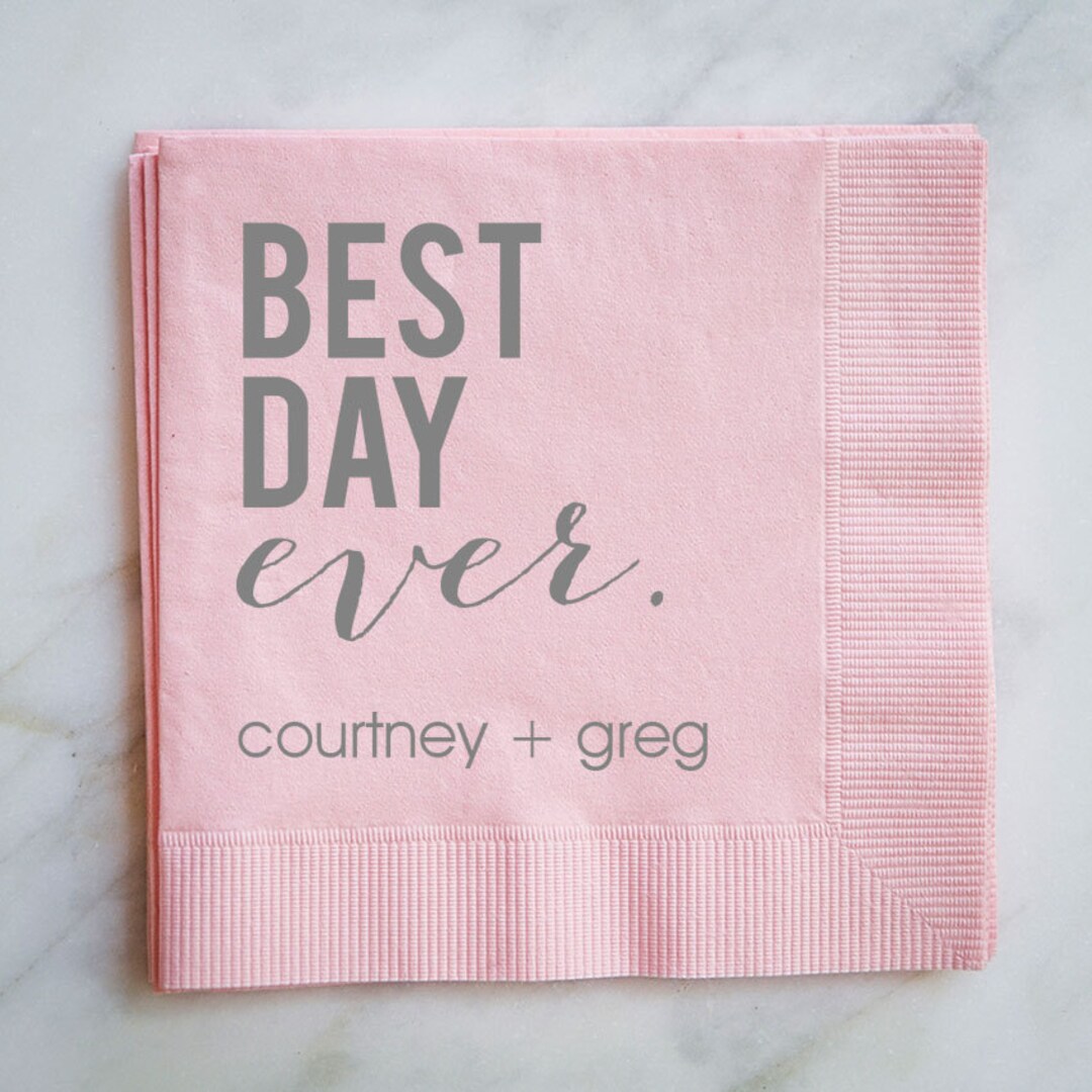 Custom Best Day Ever Party Napkins, Personalized Cocktail Napkins