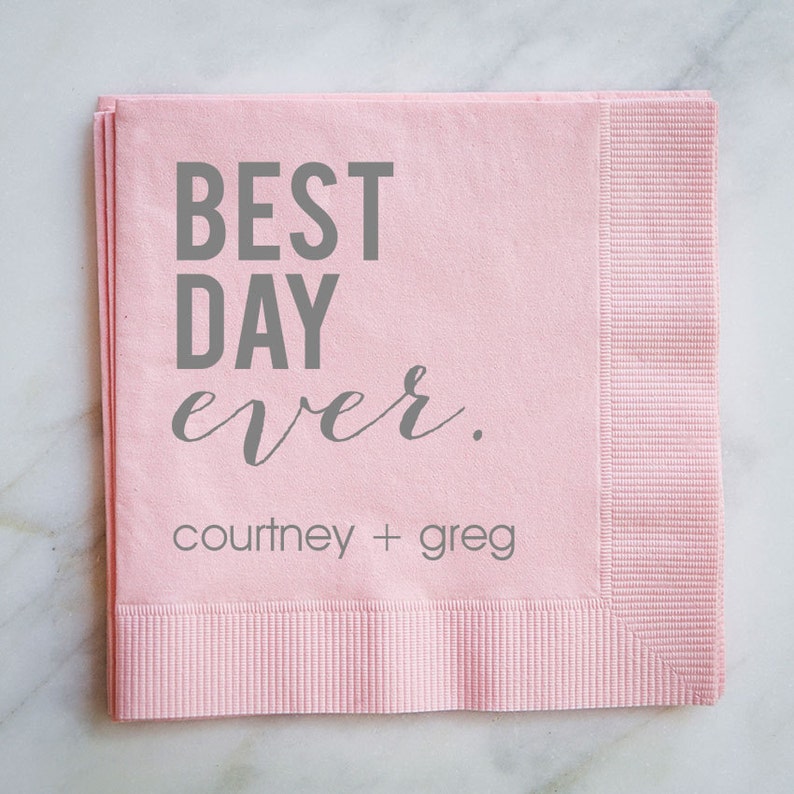 Custom Best Day Ever Party Napkins Personalized Cocktail Etsy