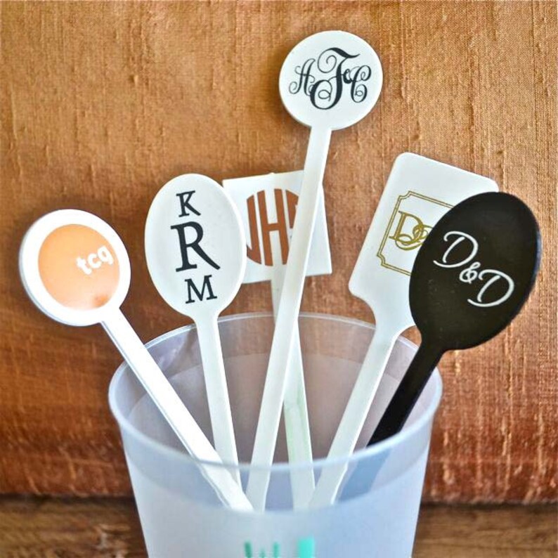 Monogrammed Plastic Drink Stir Sticks Wedding Cocktail Etsy