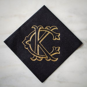 Personalized Linen Like Napkins, Monogram Linen-Like Napkins, Gold Foil Printed Napkins, Bar Napkins, Interlocking Monogram, Custom Napkins