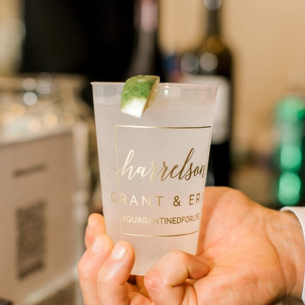 Vasos esmerilados personalizados para recepción de boda, vasos irrompibles personalizados, decoración moderna para bodas, cócteles exclusivos, fiesta de compromiso