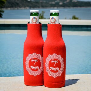 Personalized Starburst Event Can Coolers, Custom Cooler Wedding Favors, Custom Zipper Can Cooler Favors, Wedding Neoprene Zipper Can Coolers