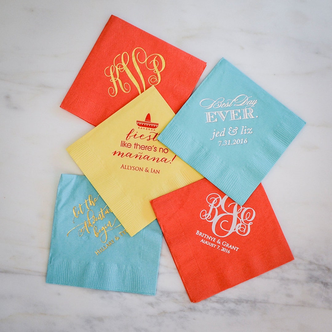 Personalized Party Napkins Custom Colorful Printed Wedding Etsy
