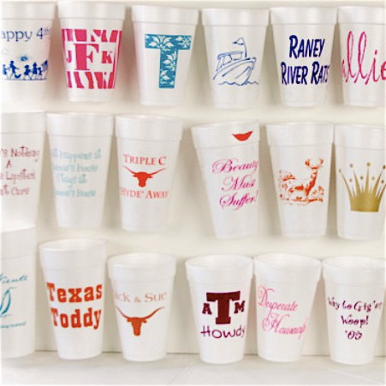 Customized Foam Party Cups Personalized Styrofoam Cups Etsy