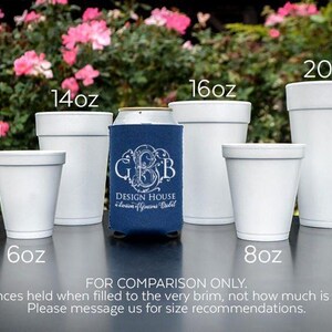 Personalized Duogram Styrofoam Cups, Monogrammed Wedding Cups, Customizable Foam Cups, Personalized Party Favors, Pool Party Cups image 3
