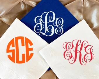 Personalized Monogram Wedding Napkins, Custom Napkins, Monogrammed Beverage Napkins, Foil Printed Napkins, Bar Napkins, Cocktail Napkins