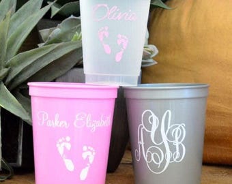 Personalized Baby Shower Stadium Cups, Custom Gender Reveal Party Cups, Baby Shower Favors, Baby Monogram, Welcome Baby, Party Favors