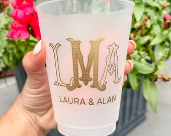 Custom Gold Ink Shatterproof Cups, Gold Ink Shatterproof Cup, Personalized Event Frost Flex Cup, Signature Favor Cup, Custom Frost Flex Cups