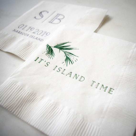 Custom Party Napkins, Personalized Napkins, Beach House Gift, Beach House Decor, Cocktail Napkins, Island Time, Printed 3 Ply Paper Napkins