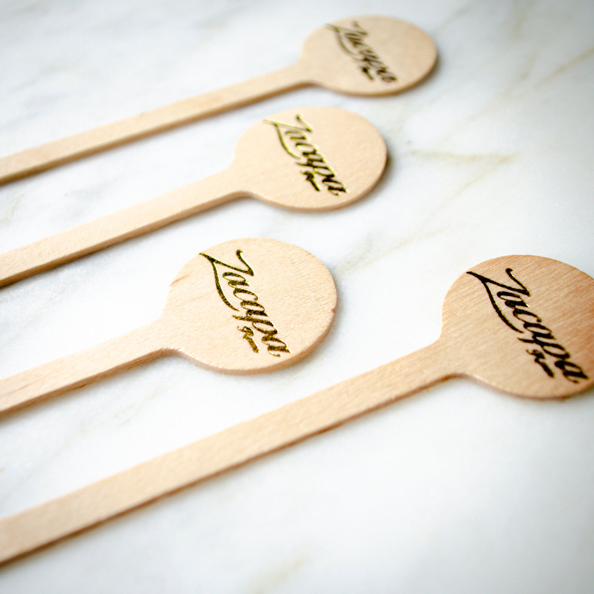 Custom Logo & Company Name Round Wooden Stir Sticks