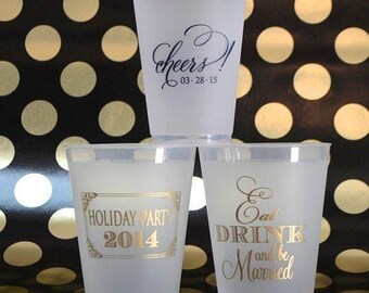 Personalized Shatterproof Frost Flex Wedding Party Cups, Customizable Rehearsal Dinner Frosted Plastic Cup, Engagement Party, Party Favor