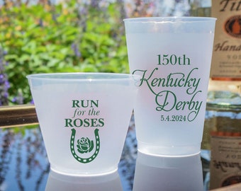 Run For The Roses Horseshoe Derby Shatterproof Cup, Custom Derby Plastic Cups, Derby Printed Party Cups, Personalized Derby Shatterproof Cup